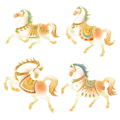 马年中式感敦煌风插画马元素