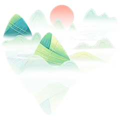 端午节五月初五中国风中式插画粽子山水元素素材