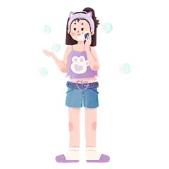 手绘-护肤美妆少女人物插画贴纸2