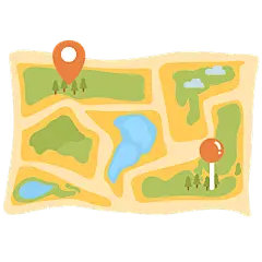 卡通风旅行装饰元素贴纸-地图