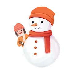 卡通感春节雪人元素贴纸