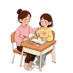 人物系列插画风手绘老师给孩子讲课元素