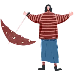 手绘生活元素类人物插画-打伞