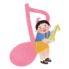 手绘-音符儿童人物插画贴纸3