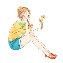 手绘-美发少女元素