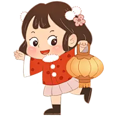 手绘-新年喜庆儿童元素-小女孩