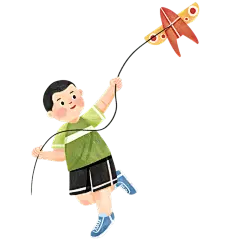 手绘-田野元素-放风筝