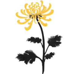 重阳节水墨感插画菊花元素