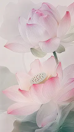 夏日中国风-荷花通透感写实肌理图片背景