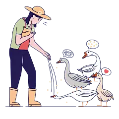 SVG-人物场景贴纸-喂鹅
