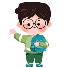 Q版卡通幼儿形象可爱贴纸-上学