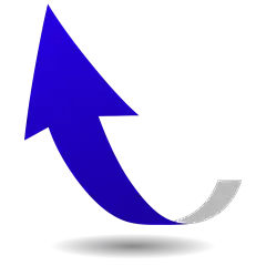 常规内容-图标系列立体蓝色向上弯曲指向箭头元素