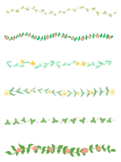 边框通用手绘花朵分割线绿色植物原创套系组合贴纸元素素材