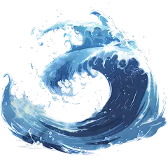 风光系列动漫风水彩海浪通用元素素材