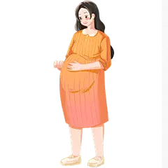 手绘-孕妇人物插画1
