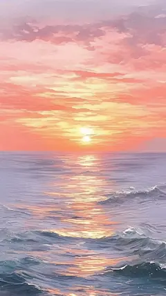 风光系列油画光效海面通用背景素材