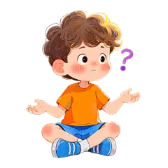 教育系列插画风小男孩盘腿疑问元素