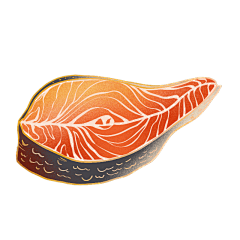 手绘-海鲜美食元素贴纸-三文鱼