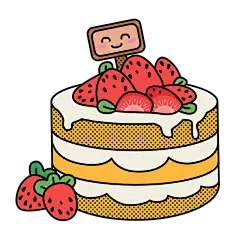 扁平潮酷美食贴纸-SVG-草莓蛋糕1