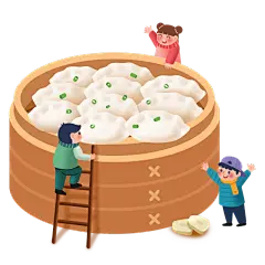 卡通感冬至饺子元素贴纸