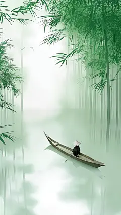 夏日中国风系列合成竹林实景模糊渐变通用背景素材
