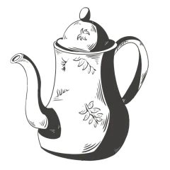 手绘素描-茶文化元素-茶壶