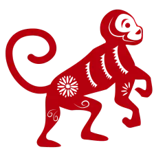 红色猴十二生肖贴纸