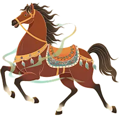 马年中式感敦煌风插画棕色马元素