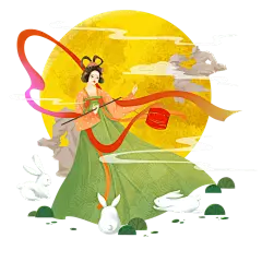 嫦娥玉兔中秋佳节元素