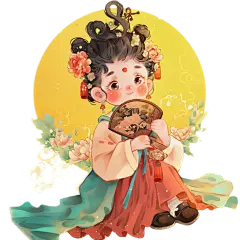 人物系列古风插画可爱美女人物