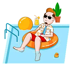 SVG-秃头人物生活元素-游泳