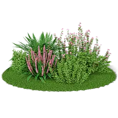 手绘花朵绿叶3D灌木丛元素