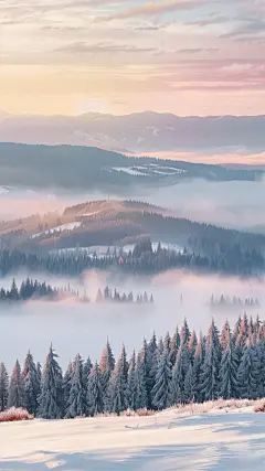 冬天实景感空旷雪地山林背景