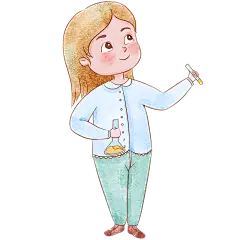 手绘科研实验女孩