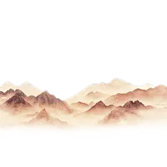 风光系列古风水墨山脉青色山脉贴纸