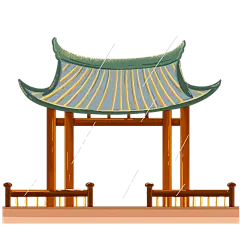 凉亭元素创意贴纸-手绘肌理