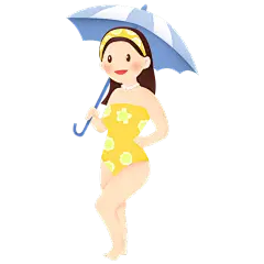 手绘-沙滩泳装美女元素贴纸