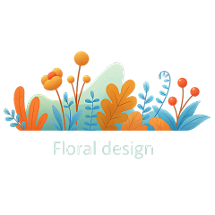 常规内容-植物系列扁平风彩色草丛插画元素