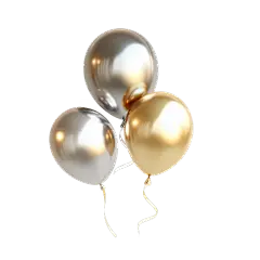 常规装饰系列立体感金银气球元素