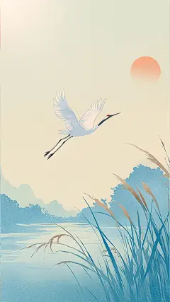 白露系列插画山水白露通用背景素材