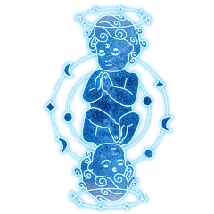 手绘-十二星座象形贴纸-双子座
