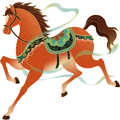 马年中式感敦煌风插画马元素