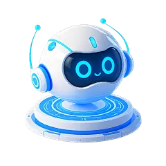 科技风系列3D立体圆润小机器人+圆盘底座元素