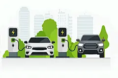 常规内容-交通系列新能源汽车充电概念插画