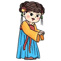 中国风-传统节气人物活动元素贴纸-古代女孩