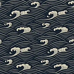 常规内容-纹理系列中国风中式黑色波浪图案线条纹理背景