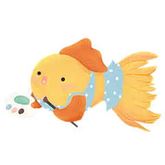 手绘-动物主题贴纸套系-金鱼