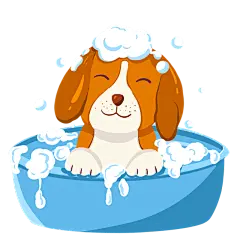 卡通插画风-浴室元素-小狗