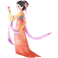 手绘-中国风汉服人物插画贴纸2