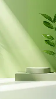 背景通用绿色简约光影感展台背景场景图片素材